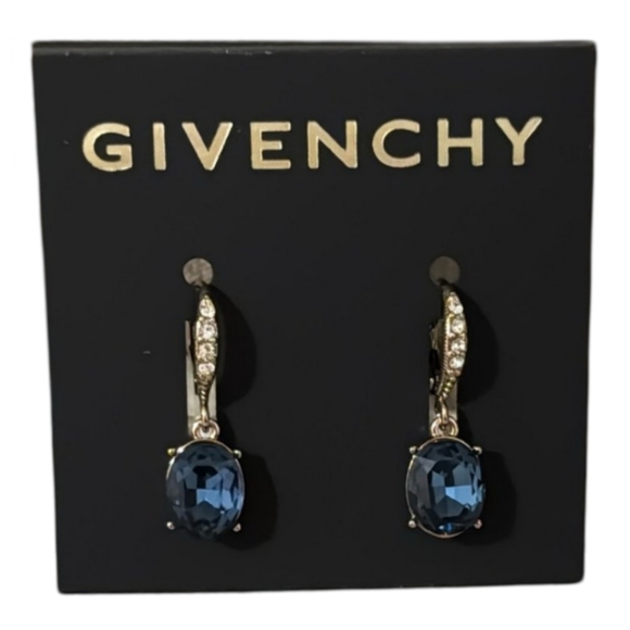 Givenchy Jewelry - Givenchy | Gold-Tone Pave and Blue Stone Drop Dangle Earrings